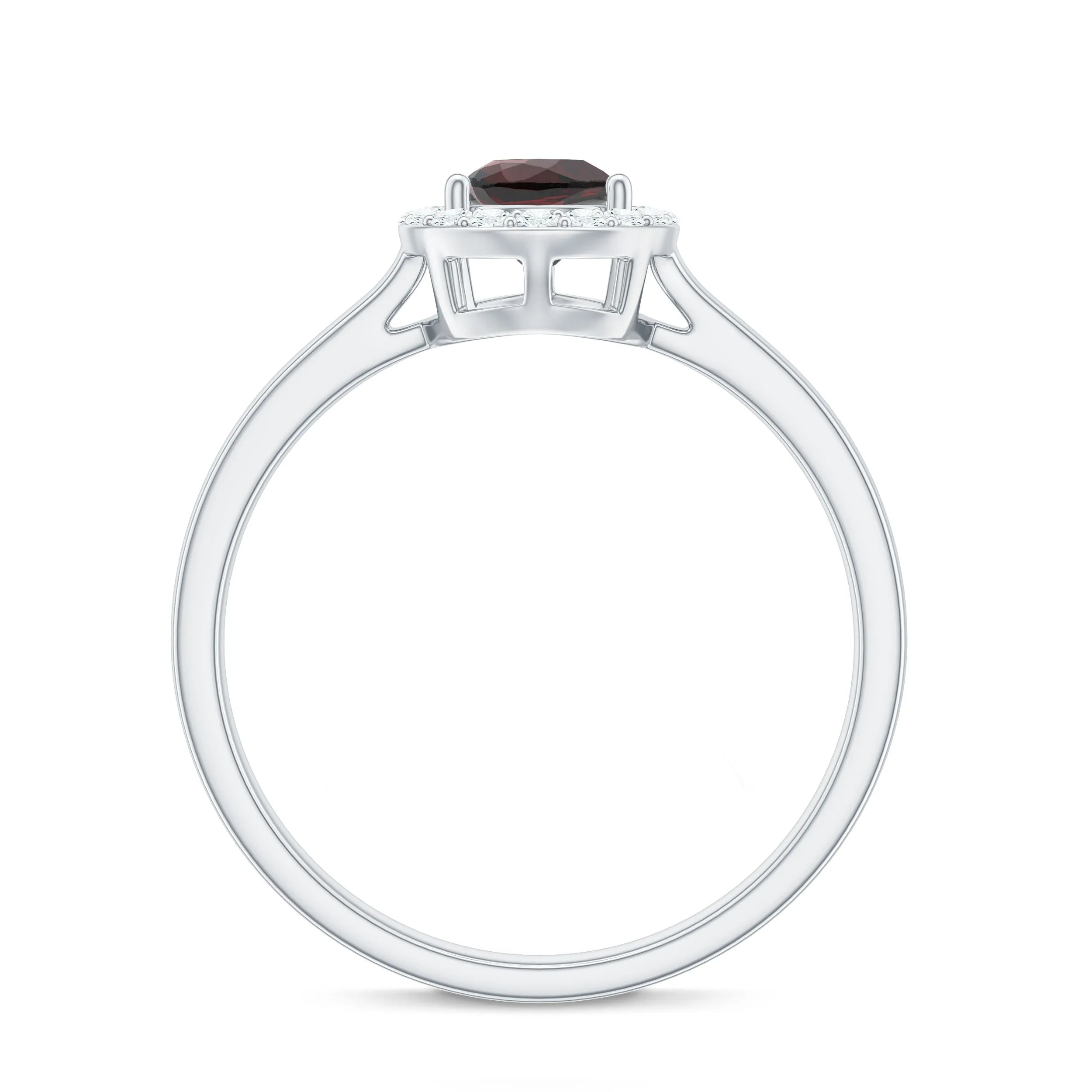 1.25 CT Pear Shape Garnet Ring with Diamond Halo