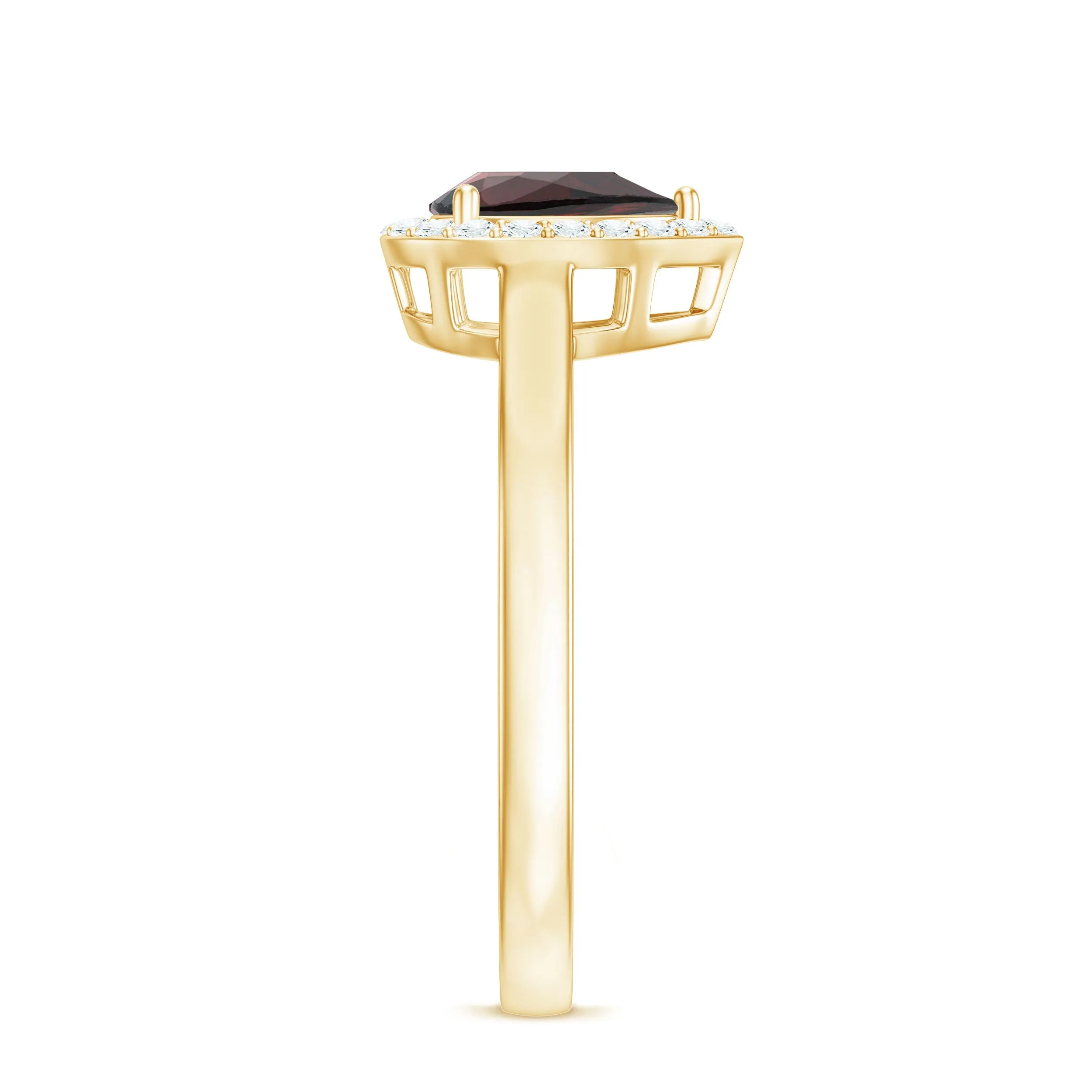 1.25 CT Pear Shape Garnet Ring with Diamond Halo