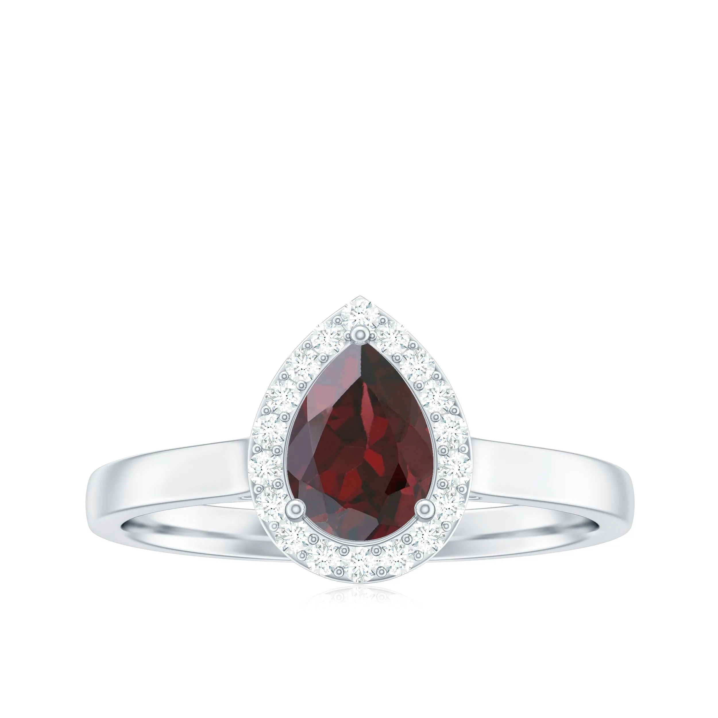 1.25 CT Pear Shape Garnet Ring with Diamond Halo