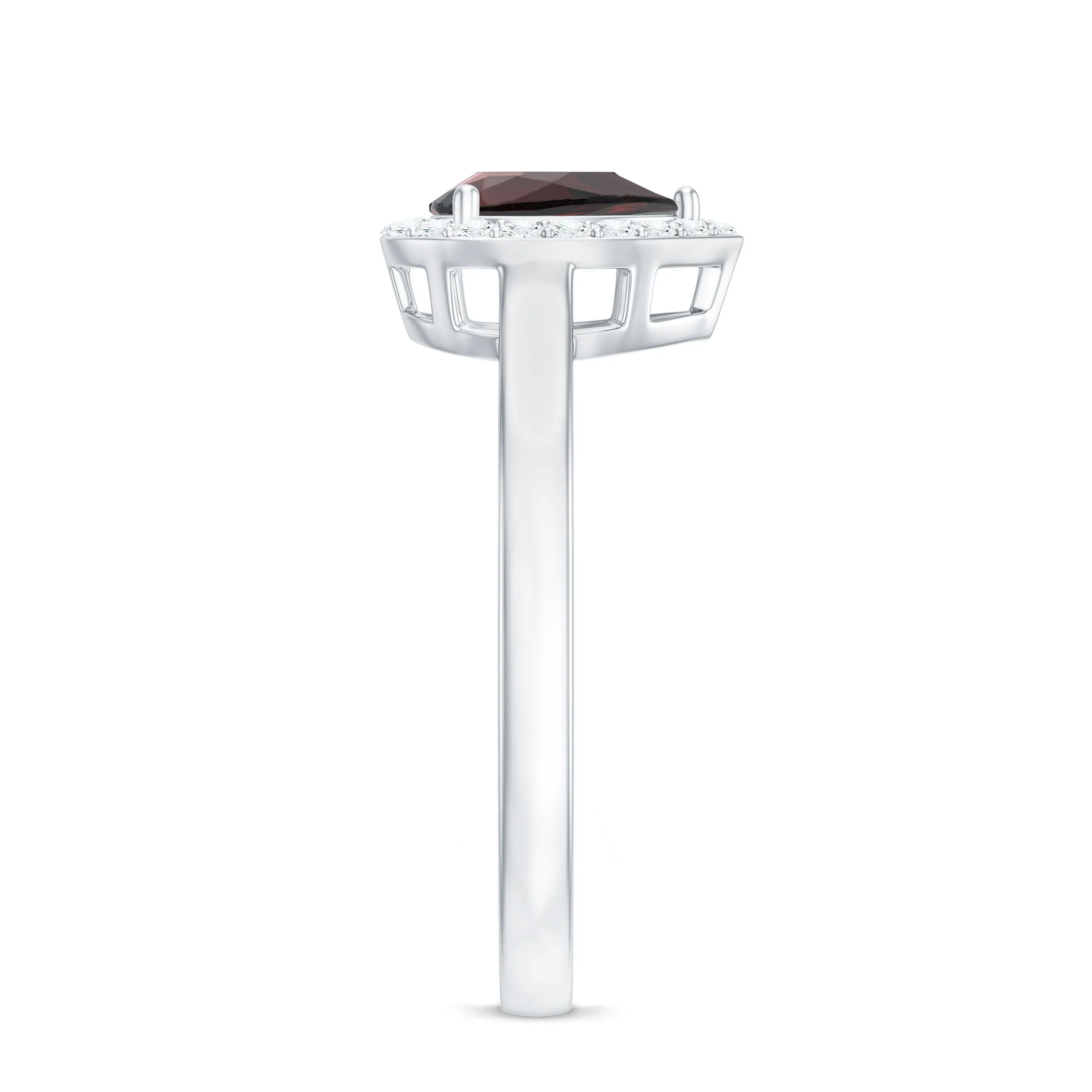 1.25 CT Pear Shape Garnet Ring with Diamond Halo