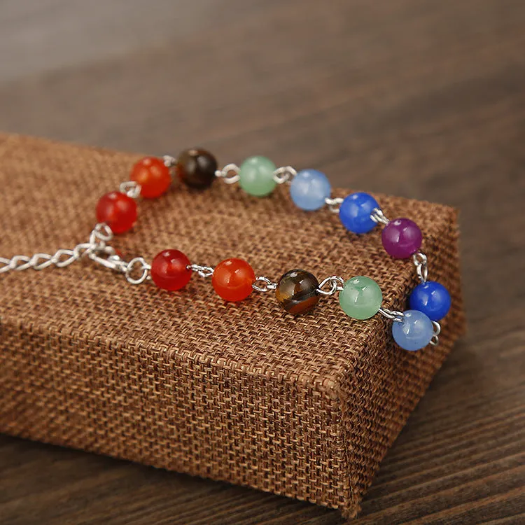 13 PCs 8mm Natural Stone Amethyst Tigereye Handmade Beaded Bracelet