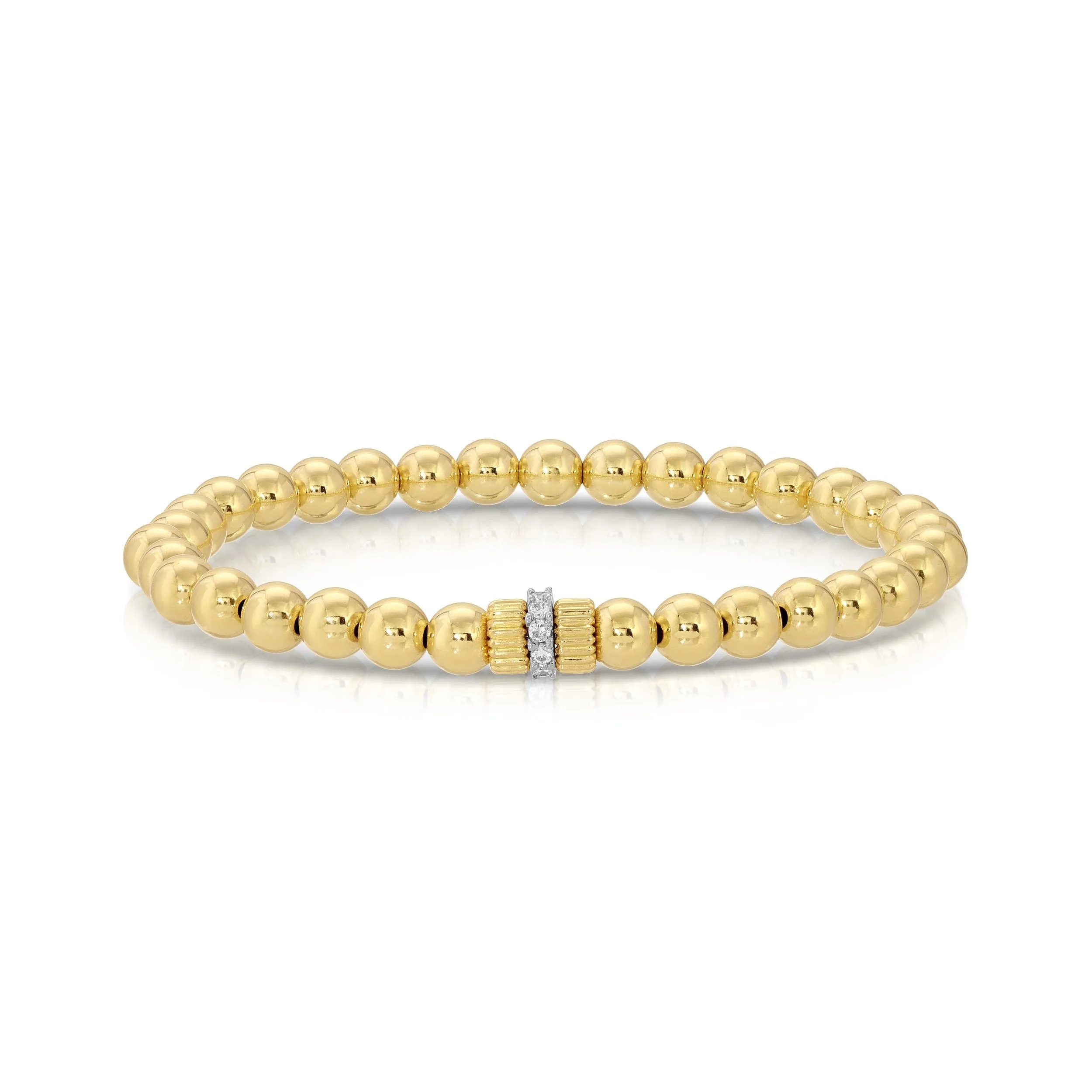 14K Gold Filled Stretch Ball Bracelet with Gold Filled Rondell and Pave Finding