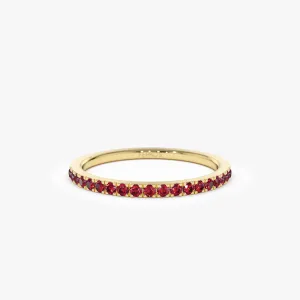 14k Gold Half Eternity Pave Ruby Ring
