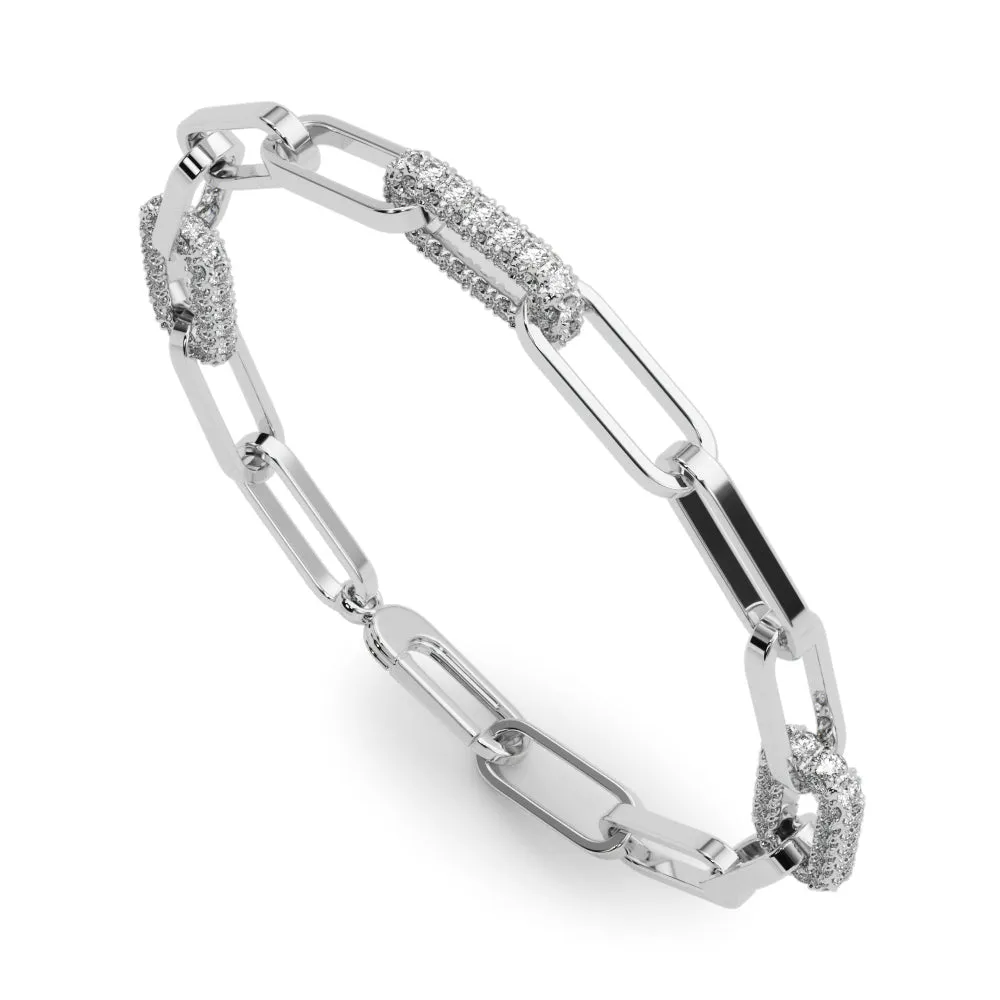 14K Paper Clip Diamond Bracelet