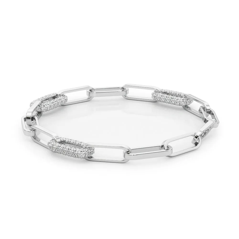 14K Paper Clip Diamond Bracelet