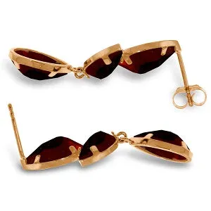 14K Solid Rose Gold Chandelier Natural Garnet Gemstone Earrings