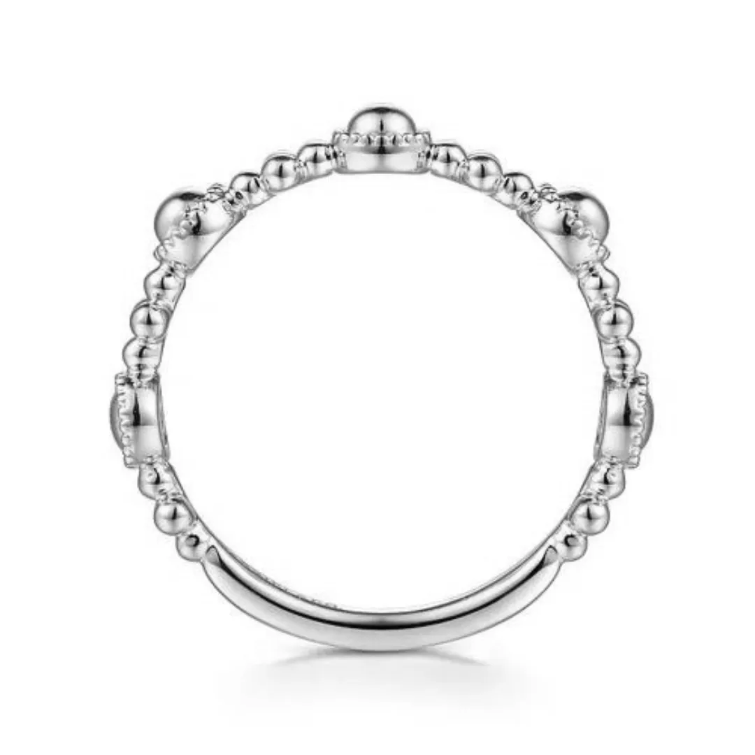 14K White Gold Bujukan Station Delicate Stackable Ring