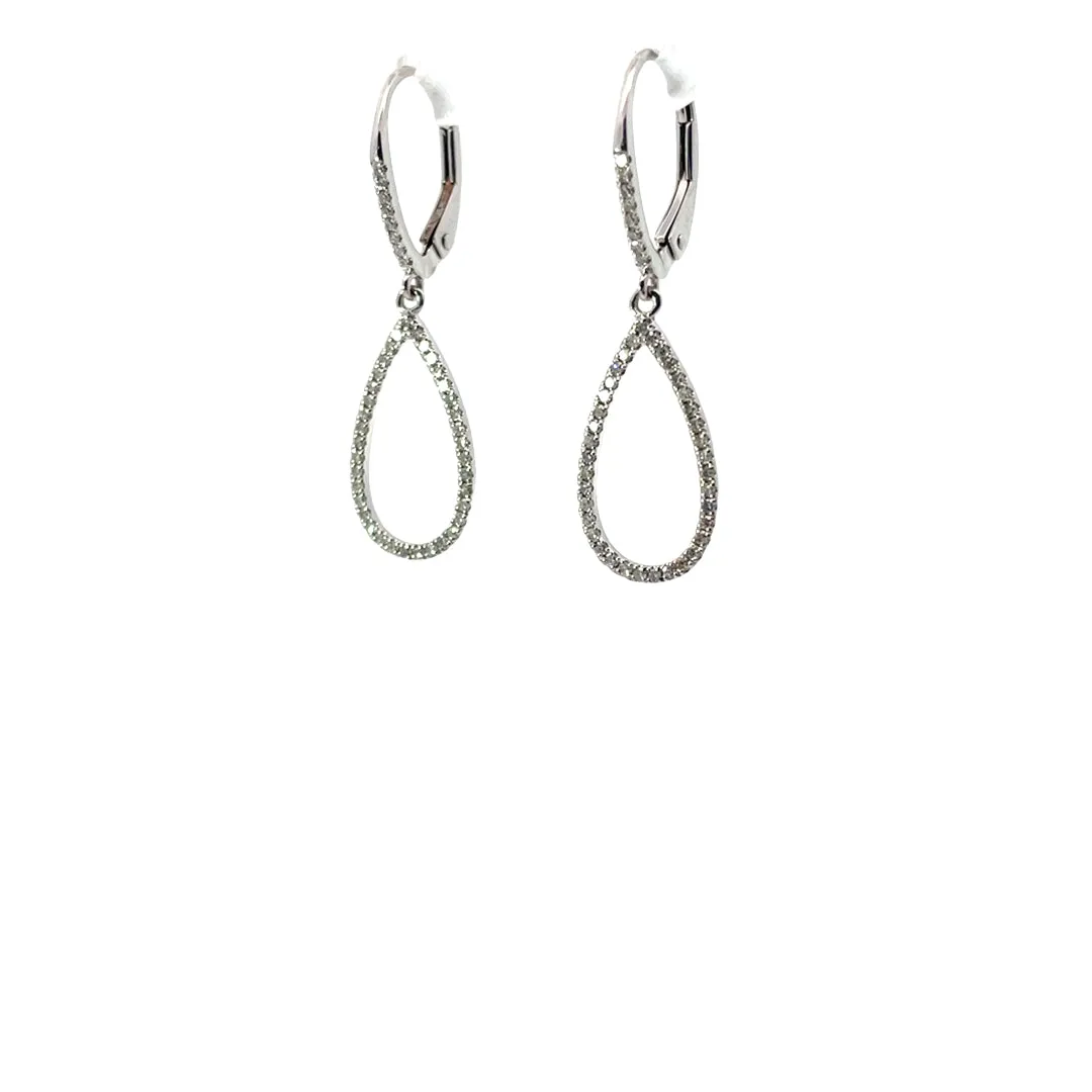 14k White Gold Diamond Chandelier Earrings