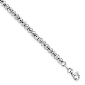 14k White Gold Diamond Cut Beaded Bracelet