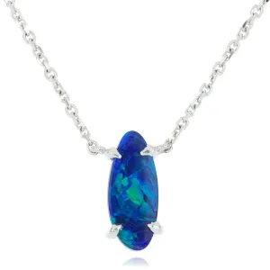 14k White Gold Freeform Opal Necklace