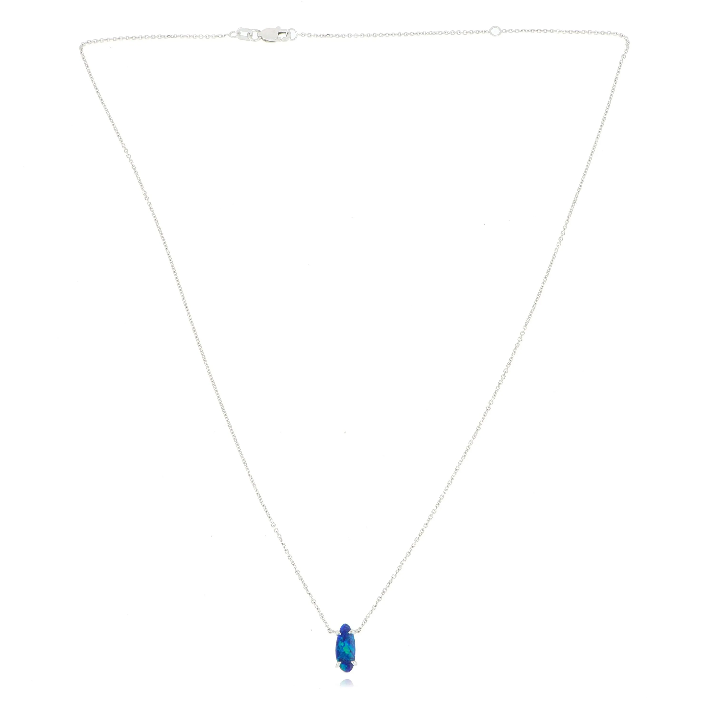 14k White Gold Freeform Opal Necklace