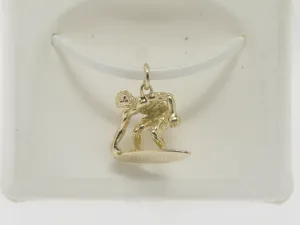 14K Yellow Gold Surfer Charm / Pendant (Estate Jewelry)