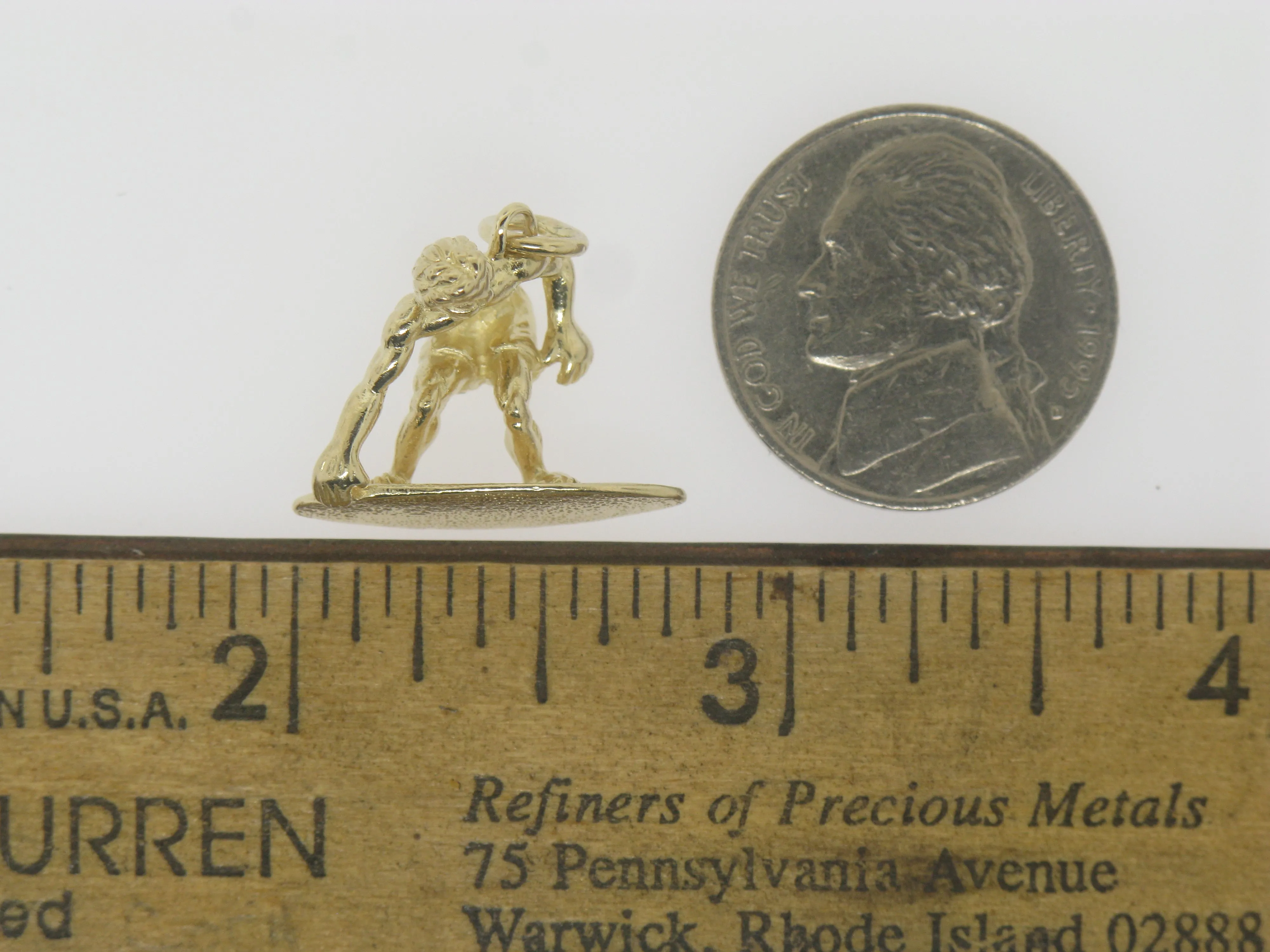 14K Yellow Gold Surfer Charm / Pendant (Estate Jewelry)