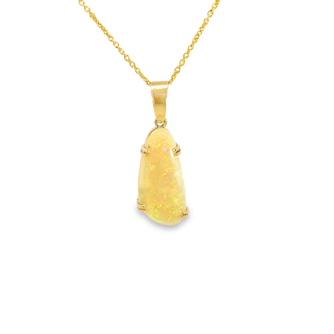 14kt Yellow Gold Black Opal Pendant with opal 3.85ct claw set