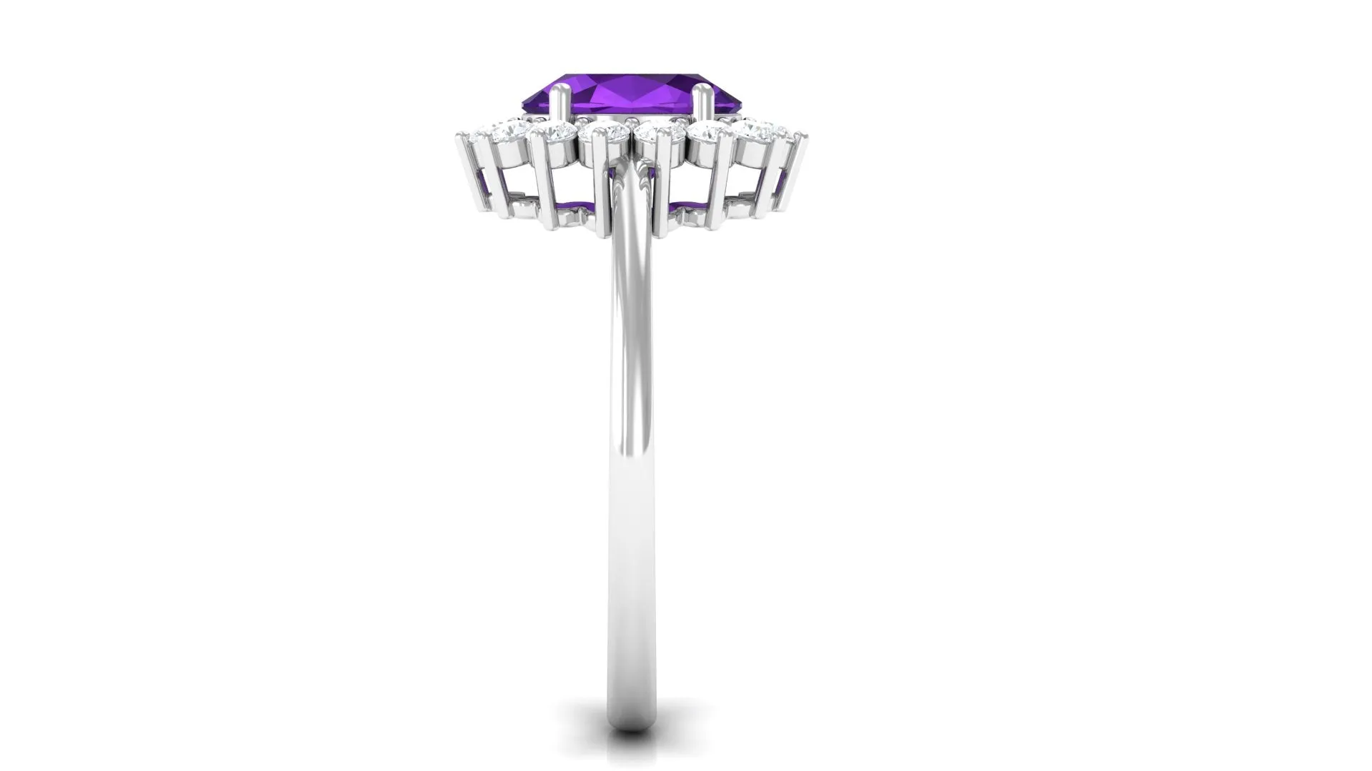 1.5 CT Princess Diana Inspired Amethyst Engagement Ring Diamond Halo