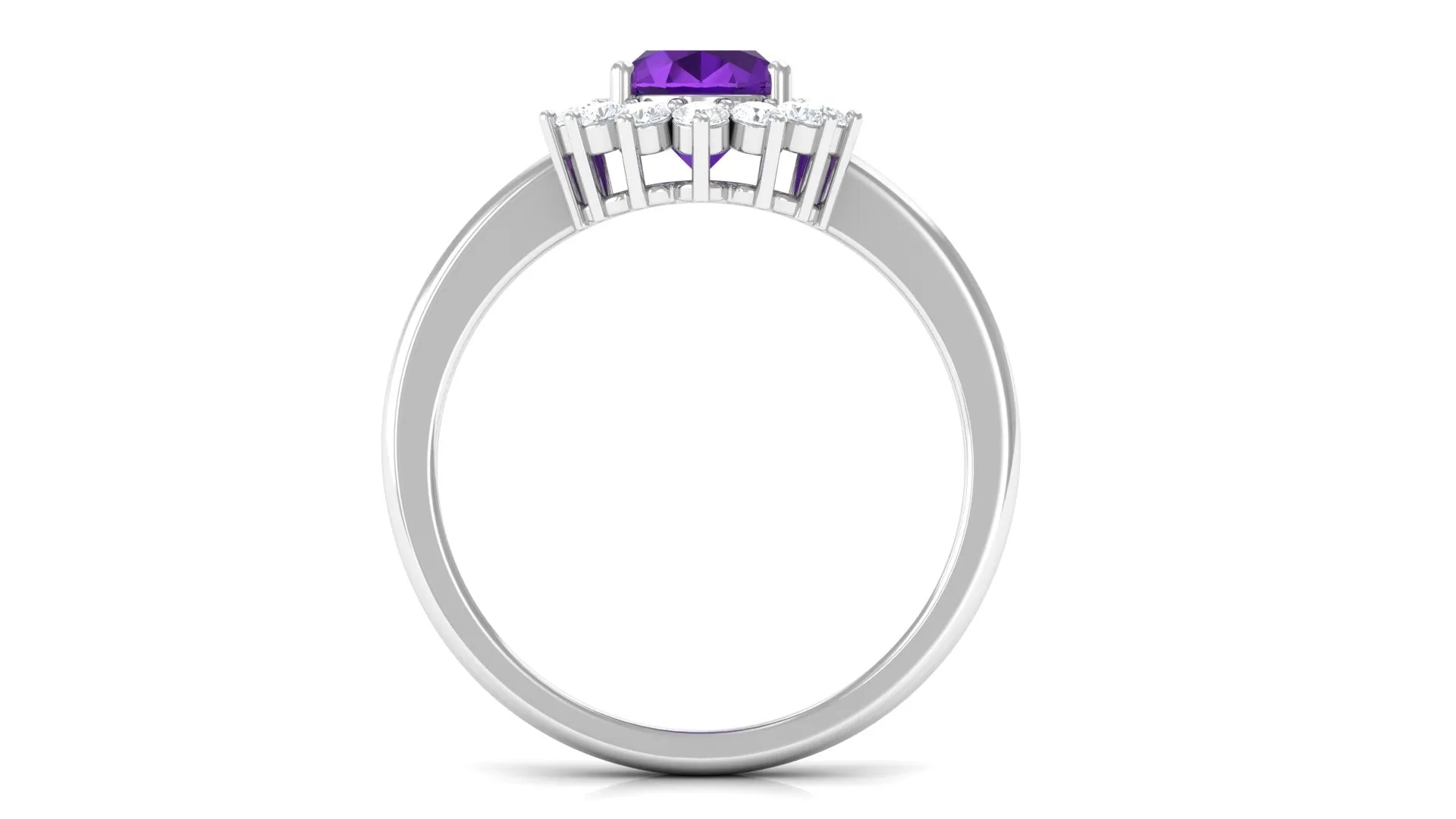 1.5 CT Princess Diana Inspired Amethyst Engagement Ring Diamond Halo