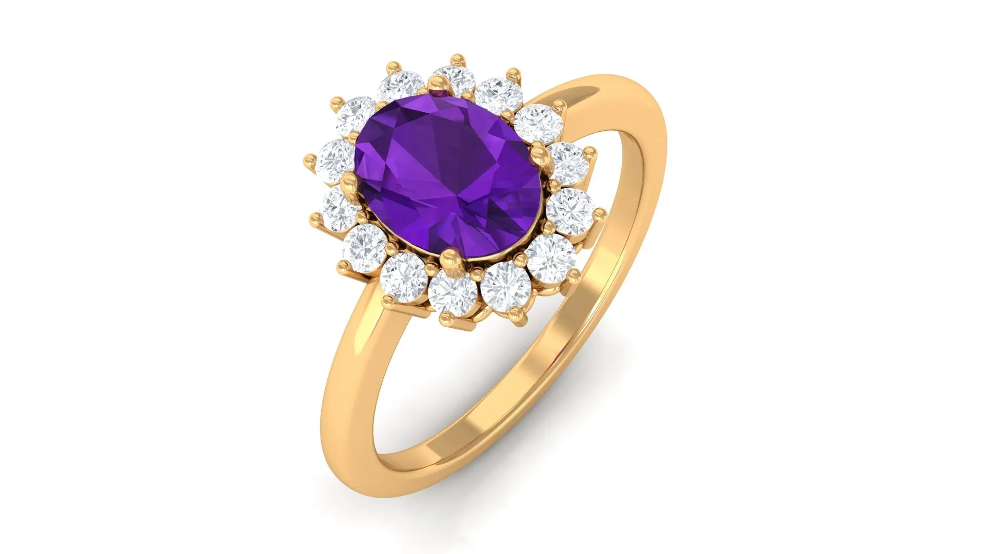 1.5 CT Princess Diana Inspired Amethyst Engagement Ring Diamond Halo
