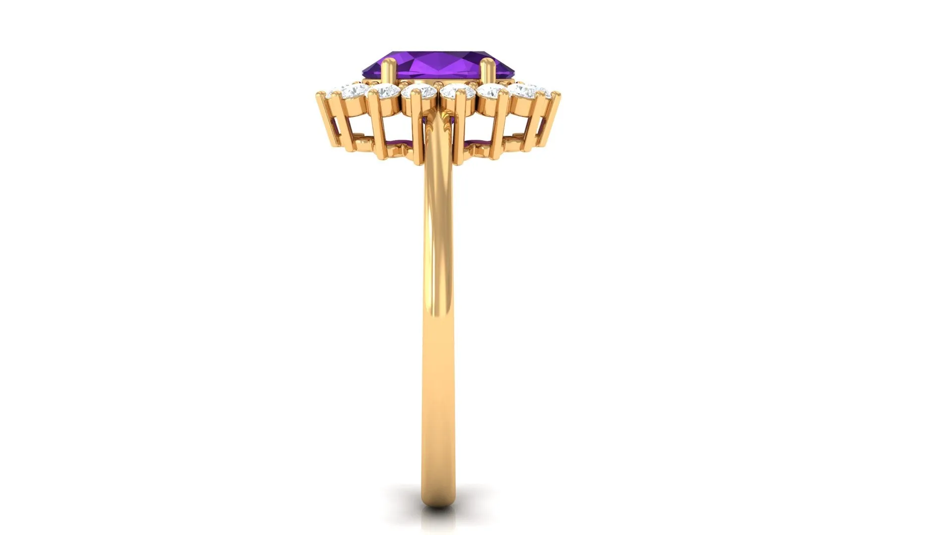 1.5 CT Princess Diana Inspired Amethyst Engagement Ring Diamond Halo