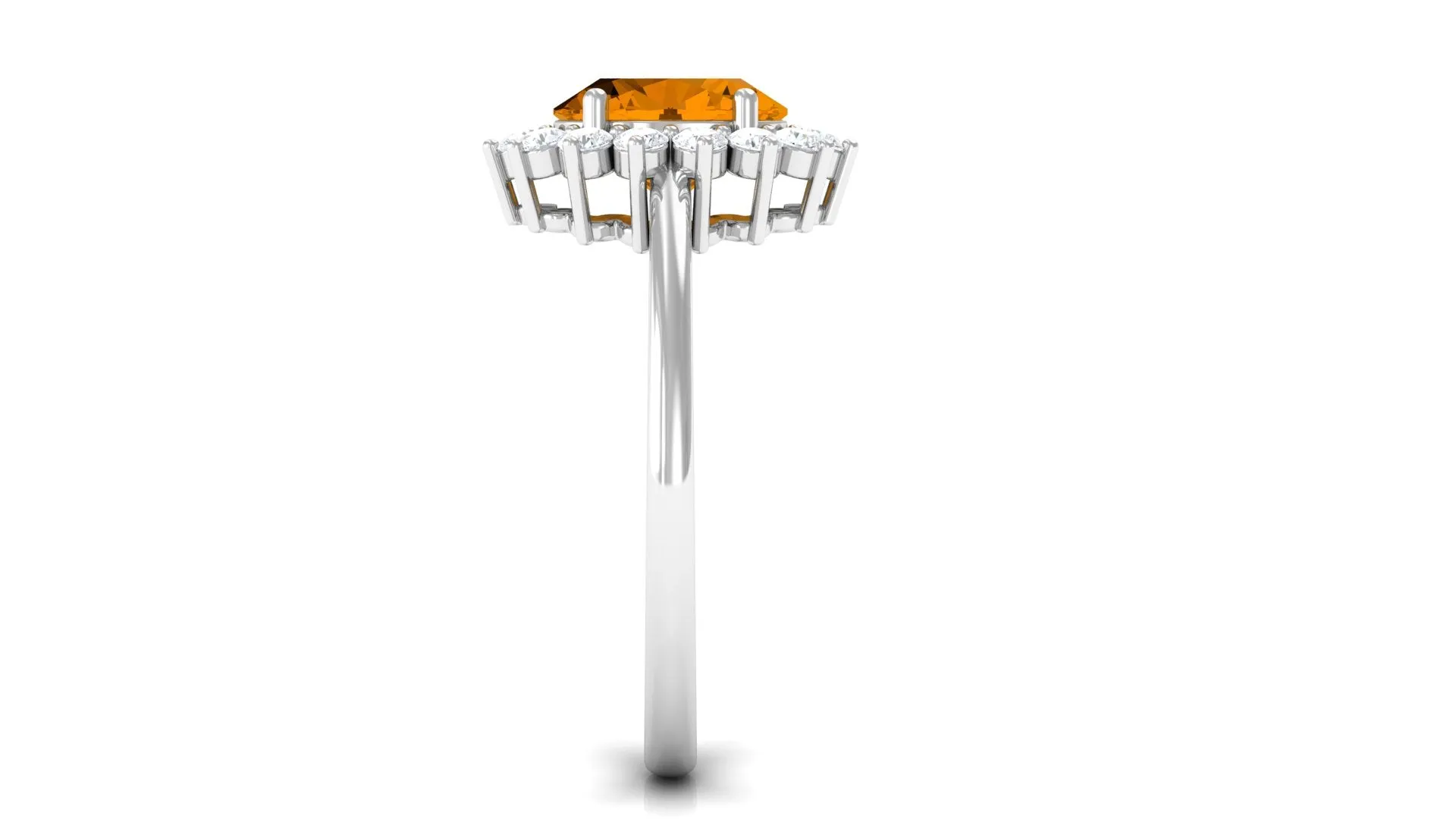 1.5 CT Princess Diana Inspired Oval Shape Citrine Engagement Ring with Diamond Halo