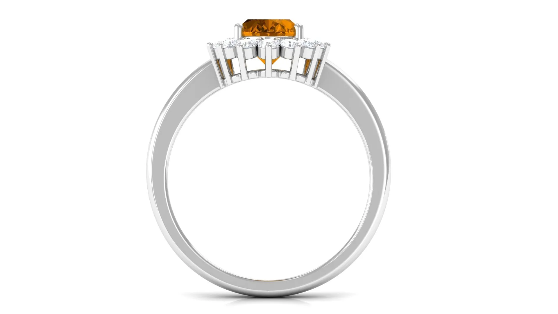 1.5 CT Princess Diana Inspired Oval Shape Citrine Engagement Ring with Diamond Halo