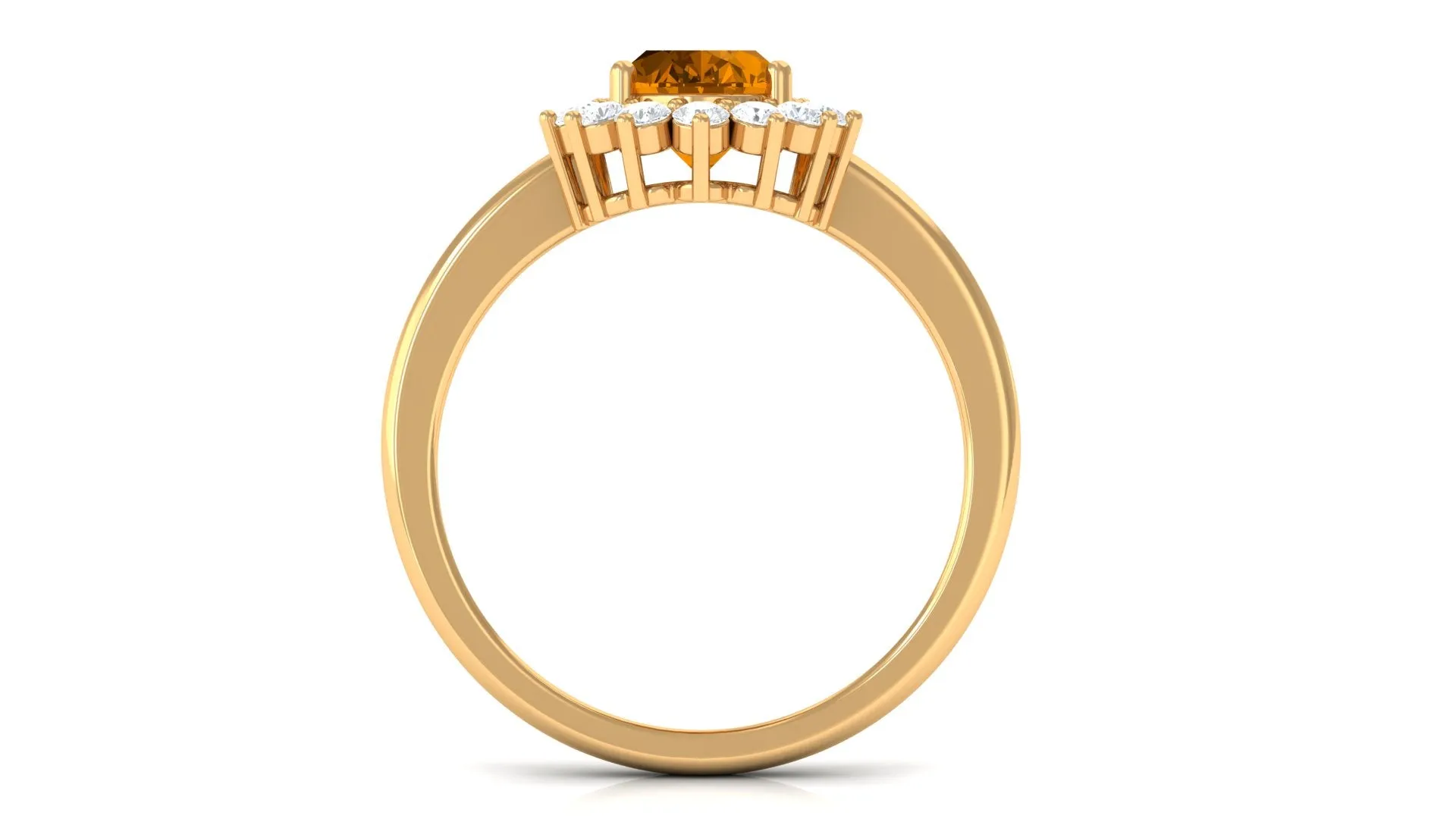 1.5 CT Princess Diana Inspired Oval Shape Citrine Engagement Ring with Diamond Halo