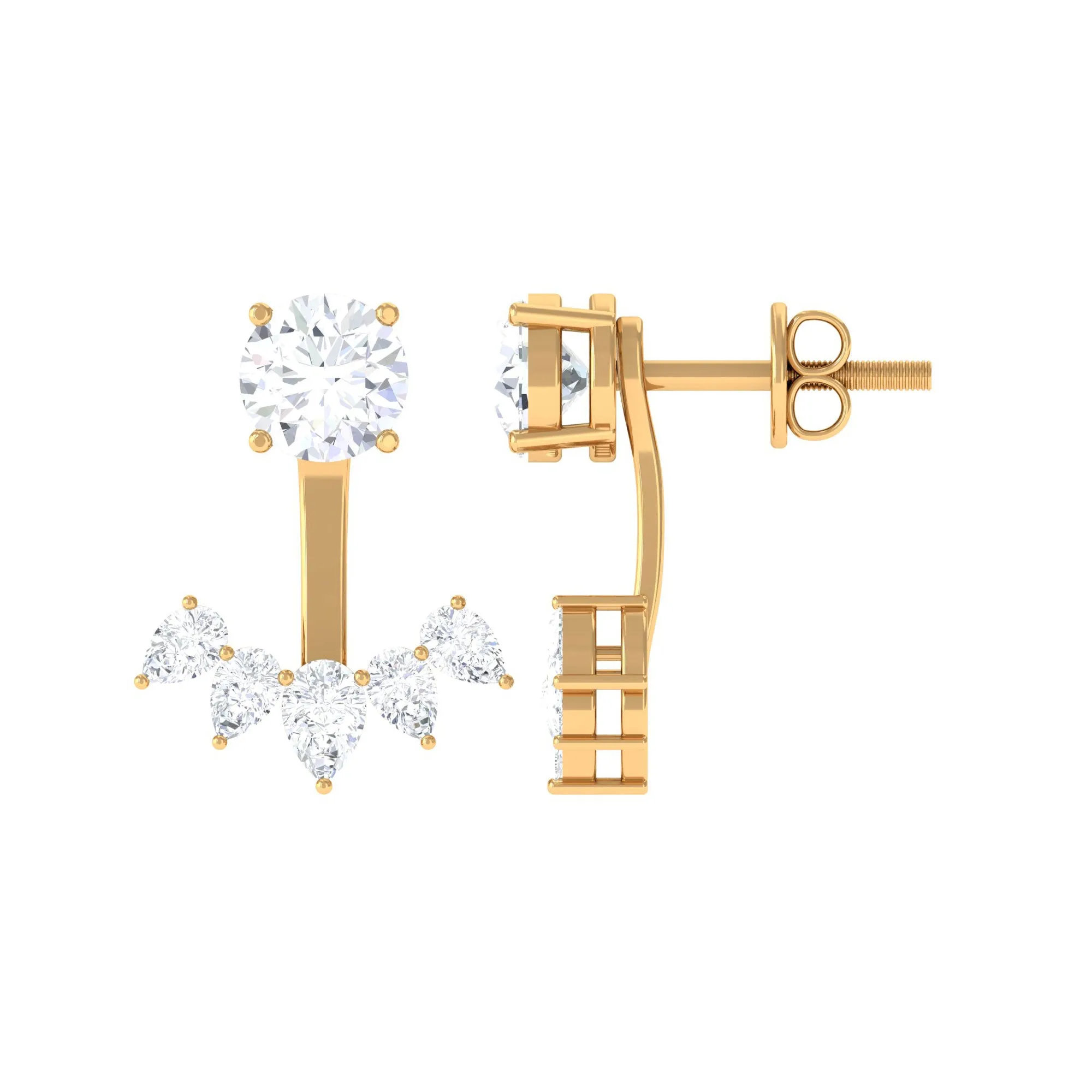 1.50 CT Round and Pear Cut Zircon Jacket Earrings