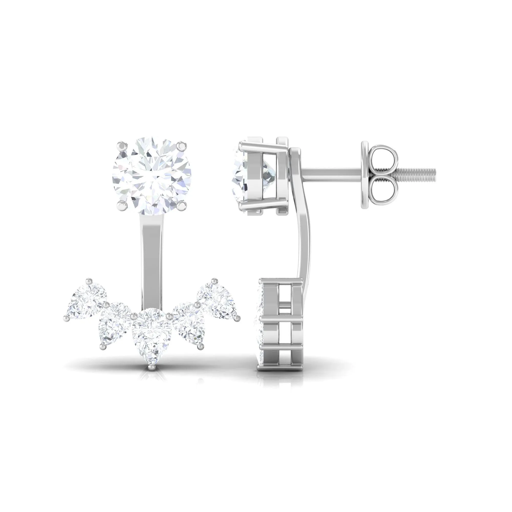 1.50 CT Round and Pear Cut Zircon Jacket Earrings