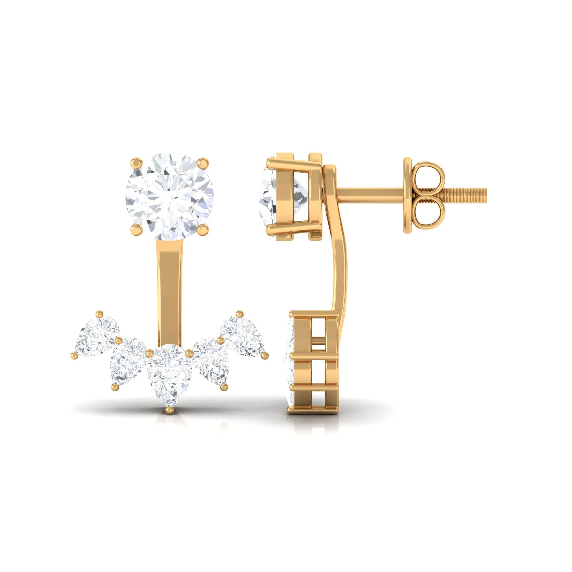 1.50 CT Round and Pear Cut Zircon Jacket Earrings