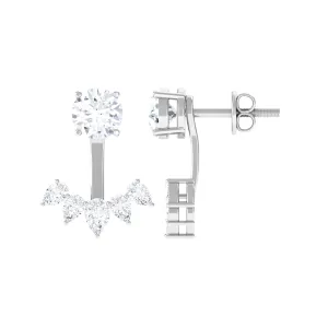 1.50 CT Round and Pear Cut Zircon Jacket Earrings