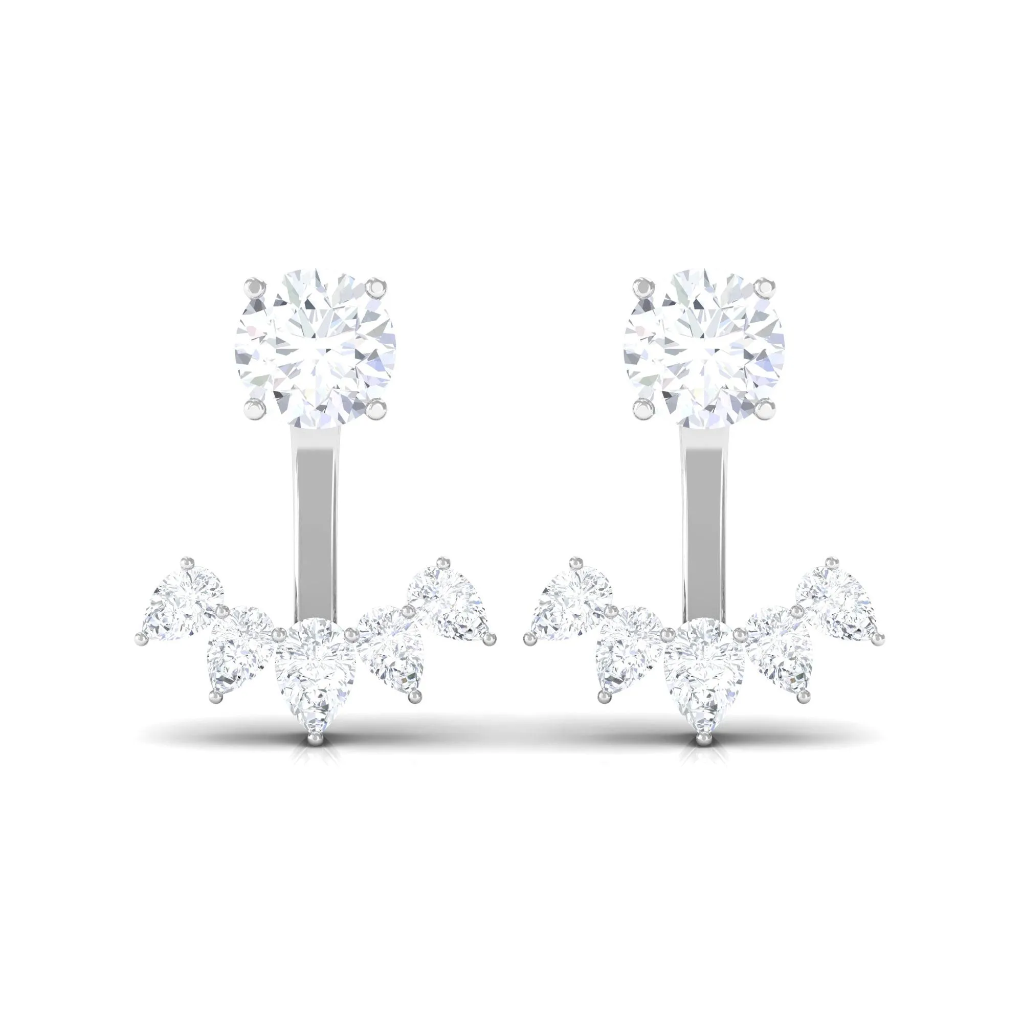 1.50 CT Round and Pear Cut Zircon Jacket Earrings