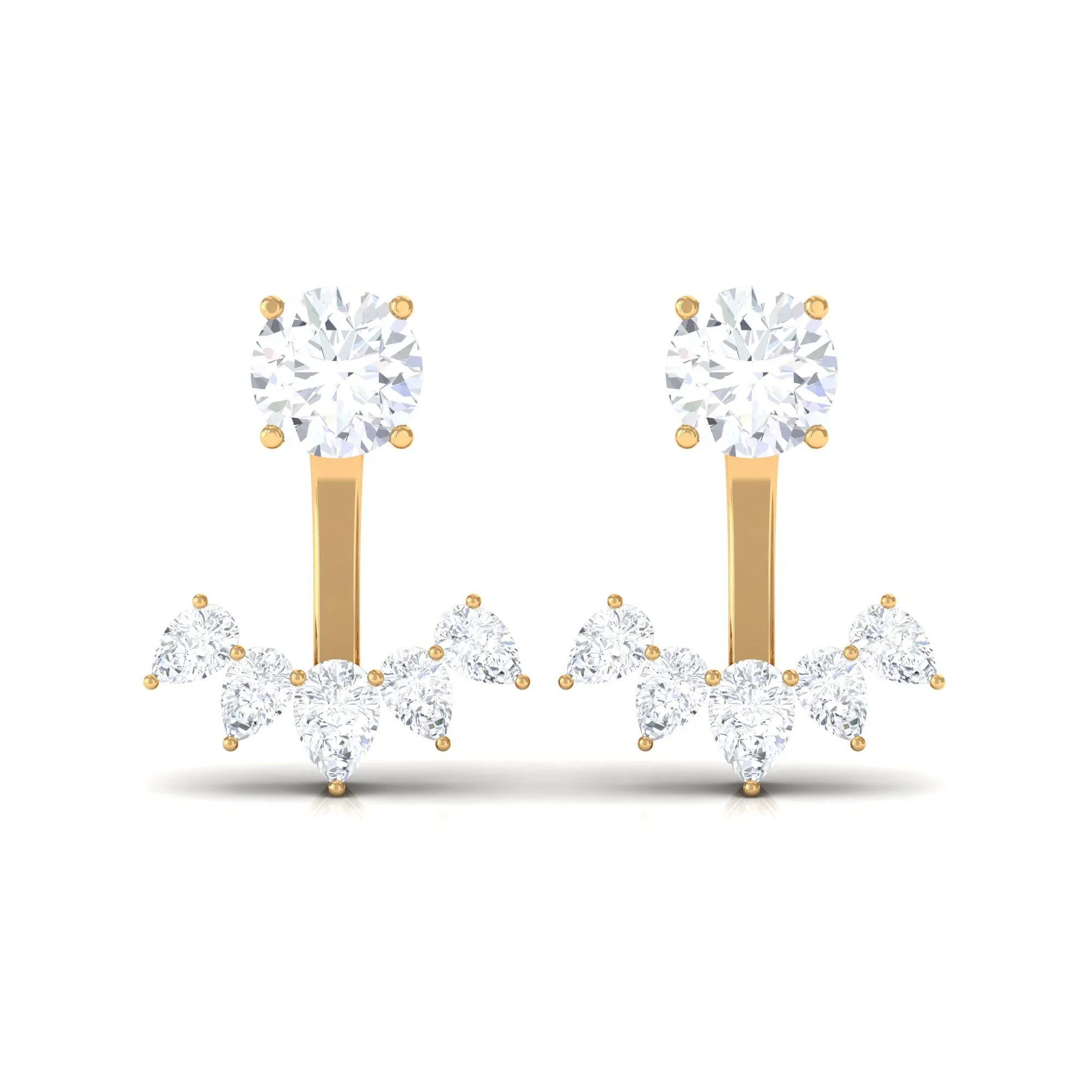 1.50 CT Round and Pear Cut Zircon Jacket Earrings