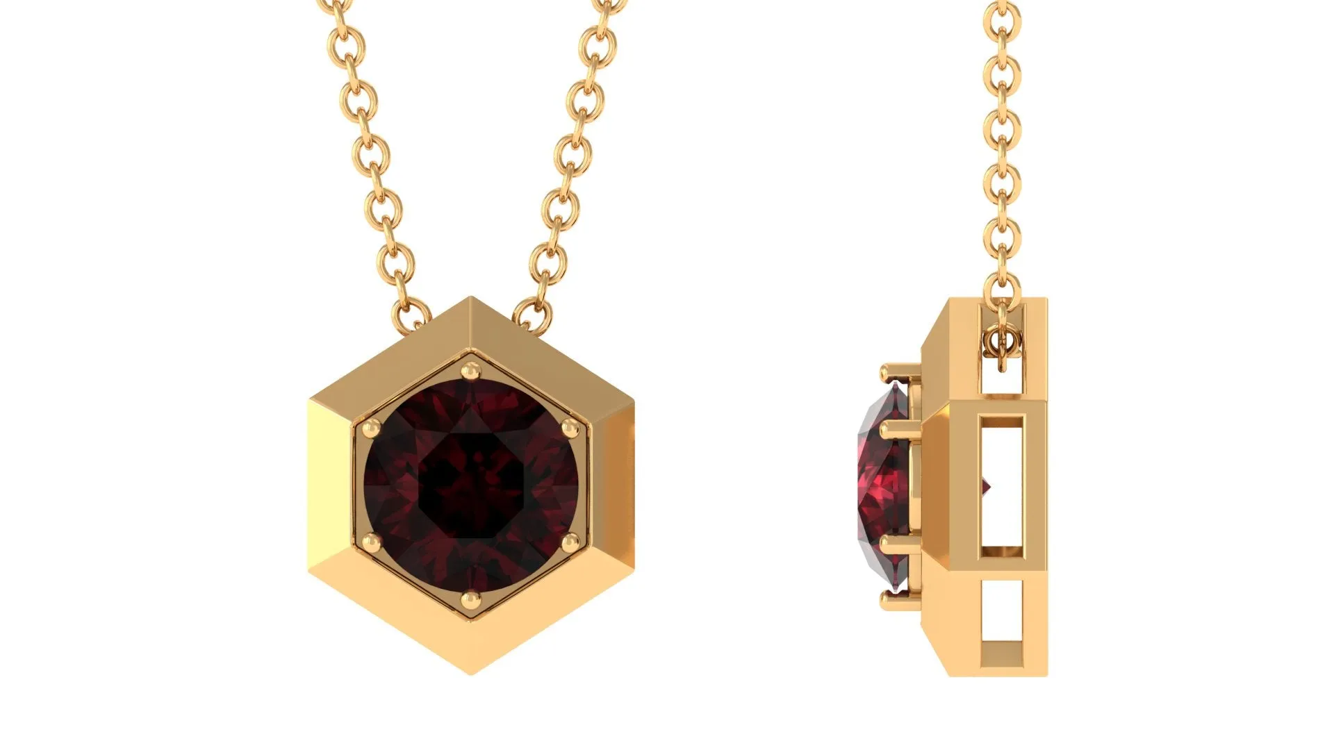 1.75 CT Garnet Solitaire Pendant Necklace in Gold