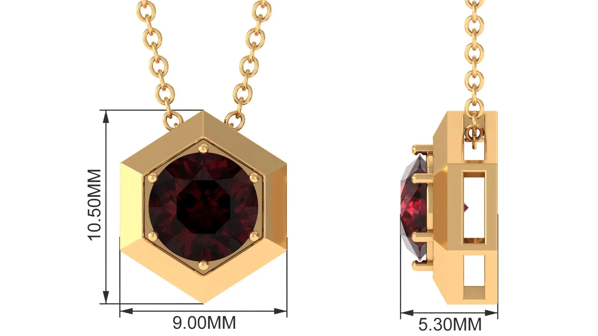 1.75 CT Garnet Solitaire Pendant Necklace in Gold