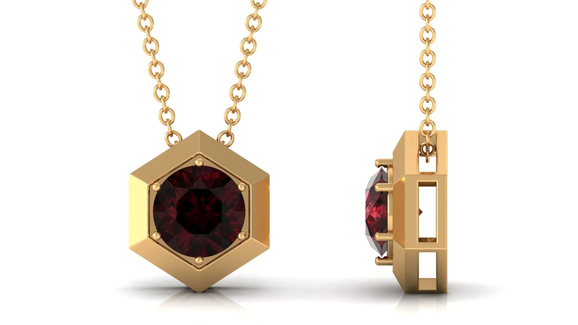 1.75 CT Garnet Solitaire Pendant Necklace in Gold