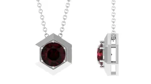 1.75 CT Garnet Solitaire Pendant Necklace in Gold