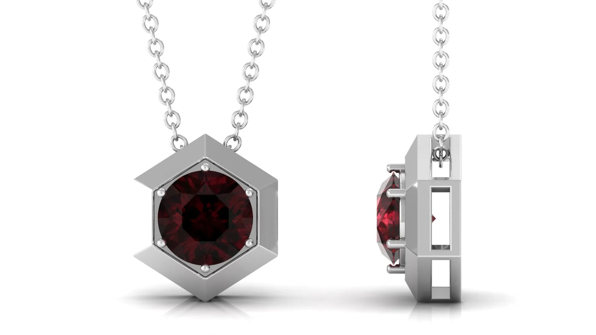 1.75 CT Garnet Solitaire Pendant Necklace in Gold