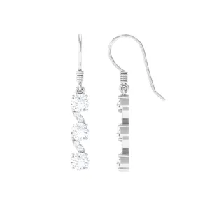 1.75 CT Round Zircon Three Stone Dangle Drop Earrings