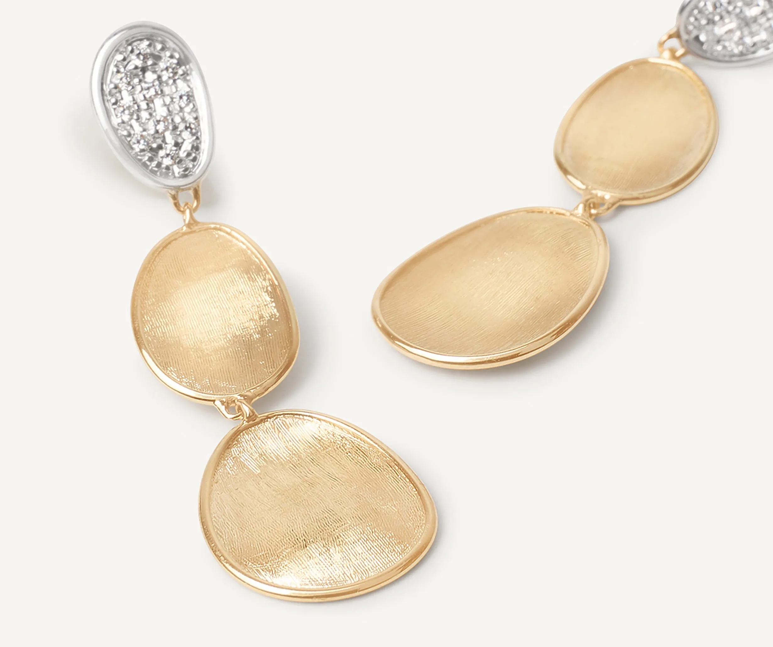 18K Yellow Gold 3-Drop Earrings With Diamonds, Small