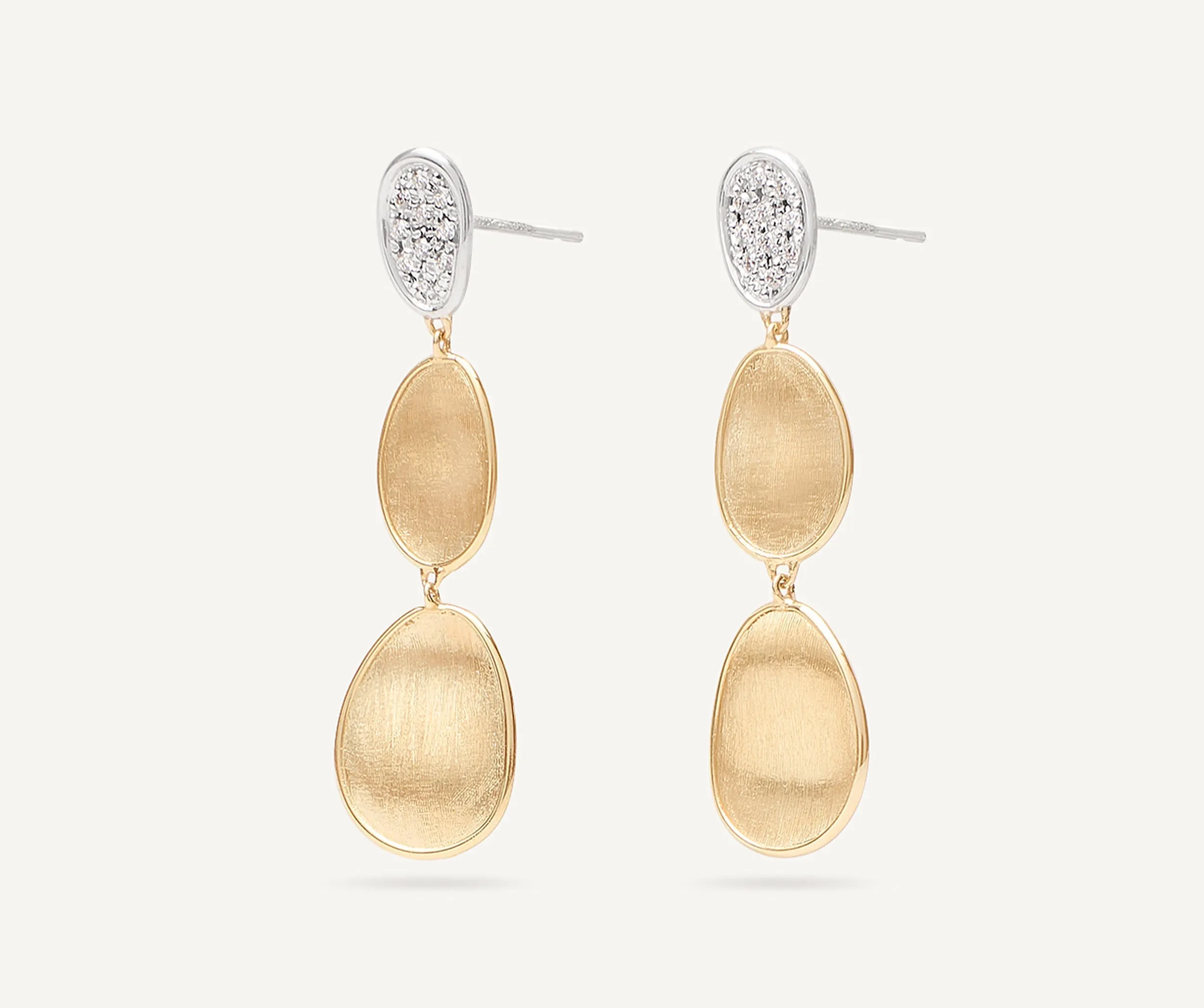18K Yellow Gold 3-Drop Earrings With Diamonds, Small
