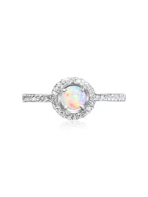 18kt White Gold Diamond and Opal ring