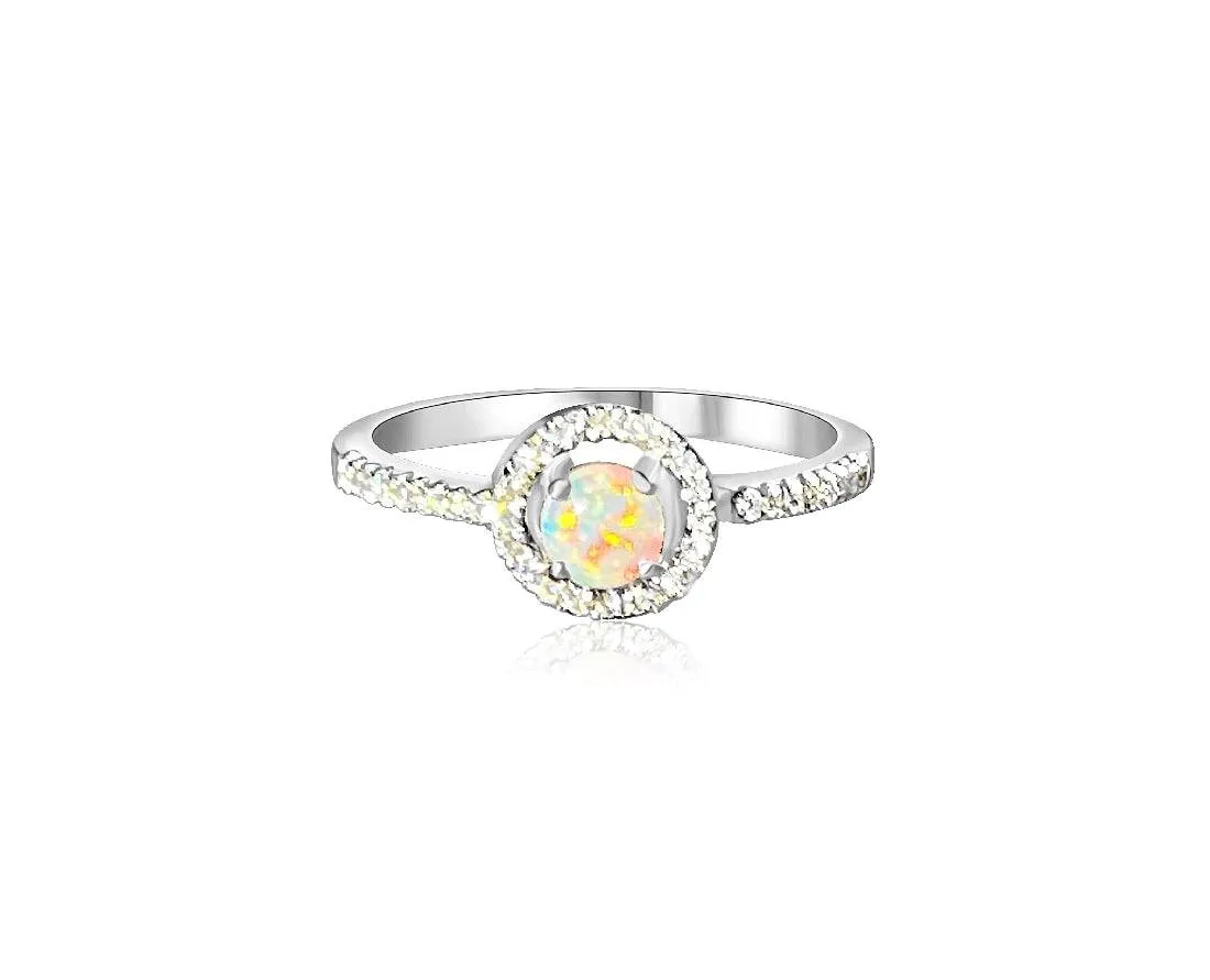 18kt White Gold Diamond and Opal ring