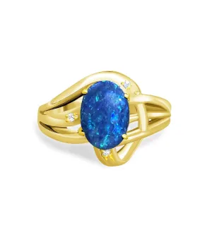 18kt Yellow Gold Black Opal ring