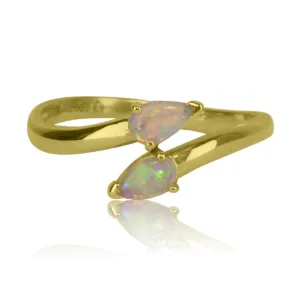18kt Yellow Gold Opal split ring