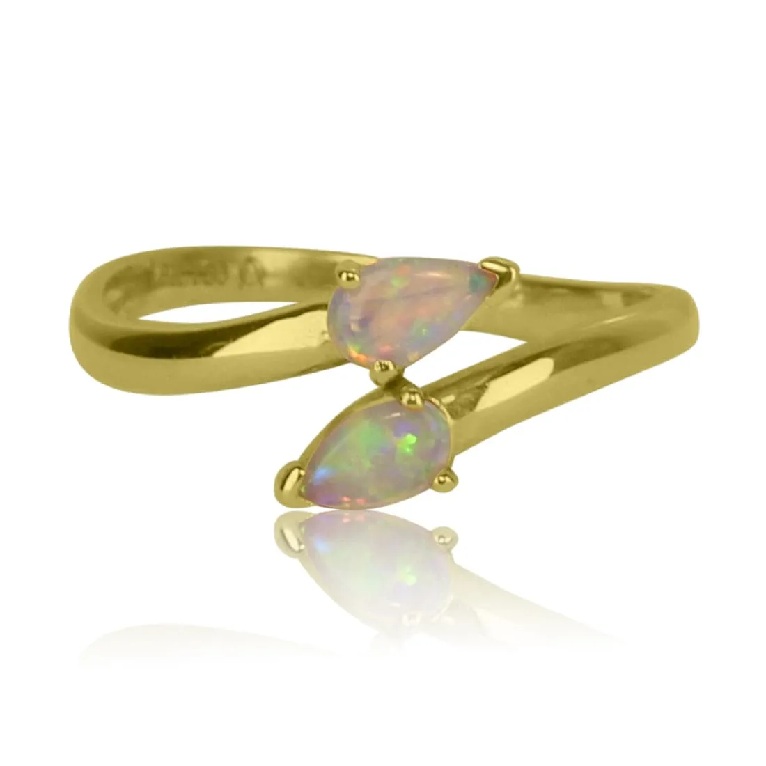 18kt Yellow Gold Opal split ring