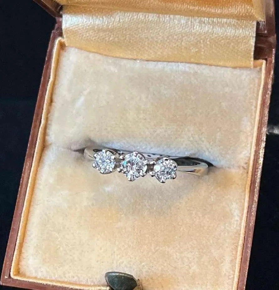 1950s Handmade Three Stone Diamond Ring