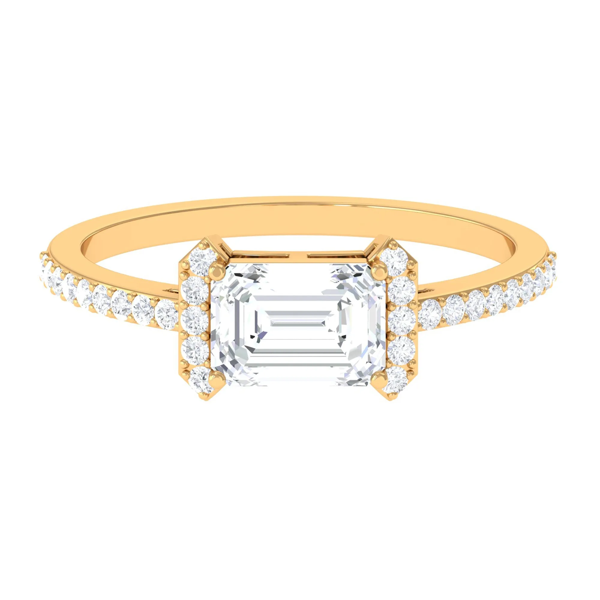 2 CT Octagon Cut Solitaire Zircon East West Engagement Ring