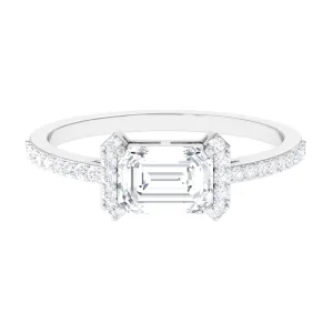 2 CT Octagon Cut Solitaire Zircon East West Engagement Ring
