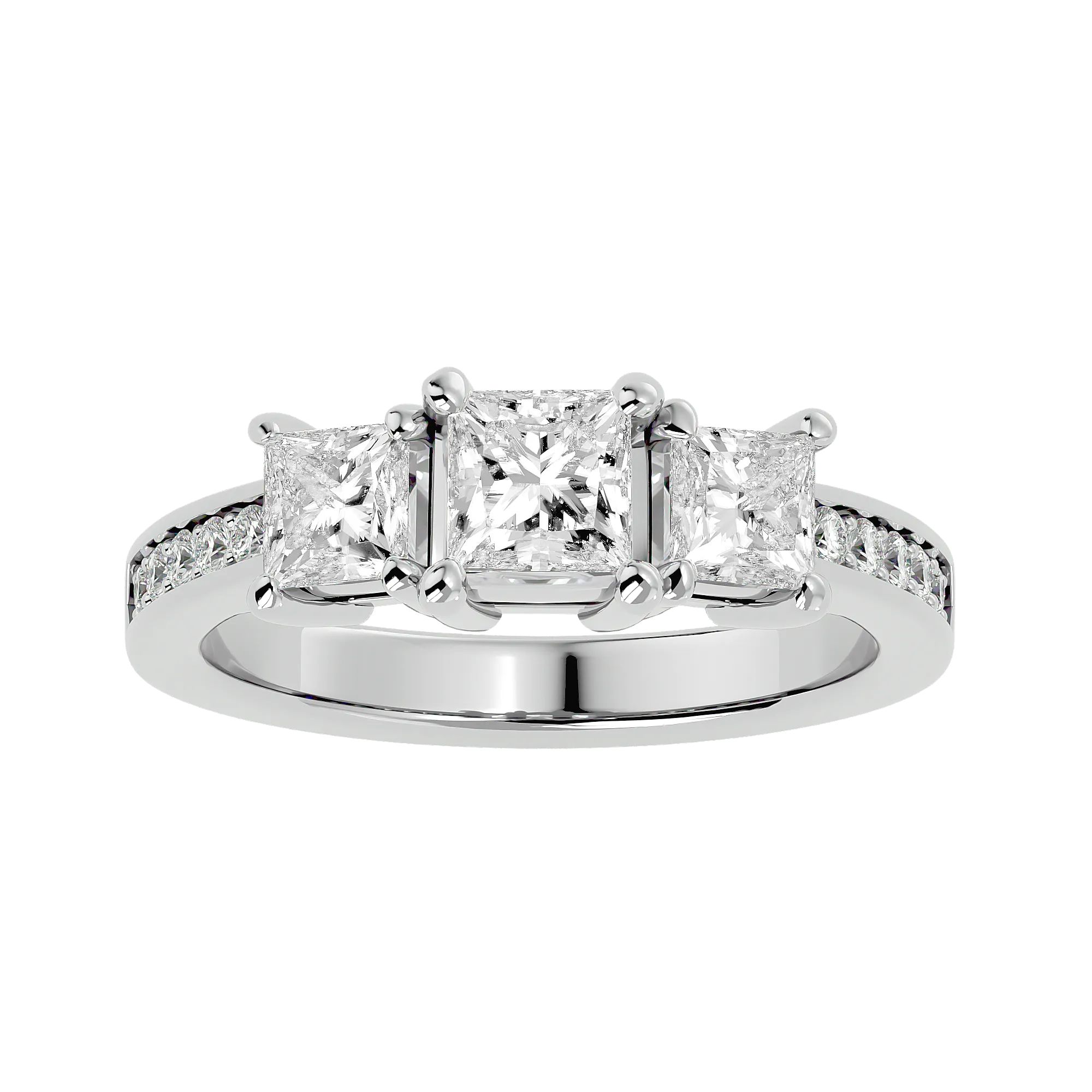 2 ctw Princess-Cut Three Stone Lab Grown Diamond Ring