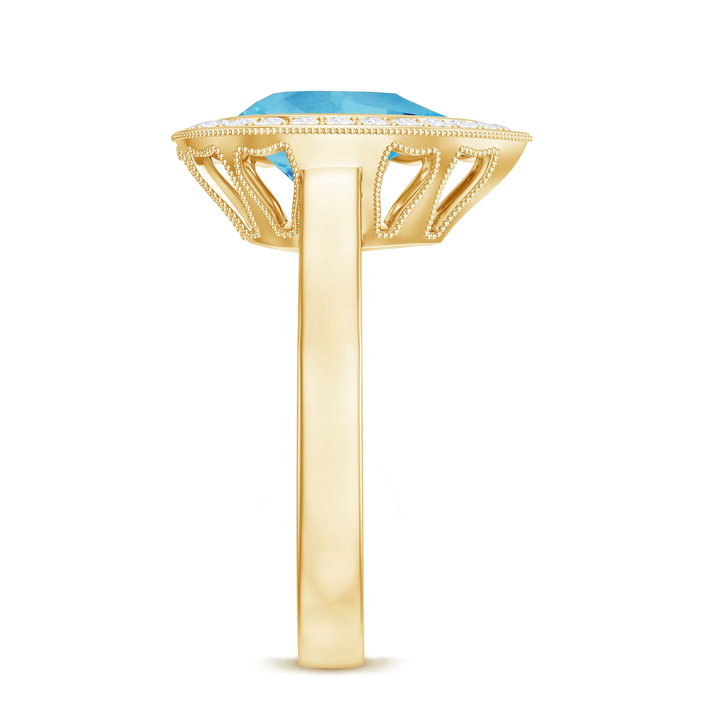 2.25 CT Engagement Ring with Swiss Blue Topaz and Diamond Halo