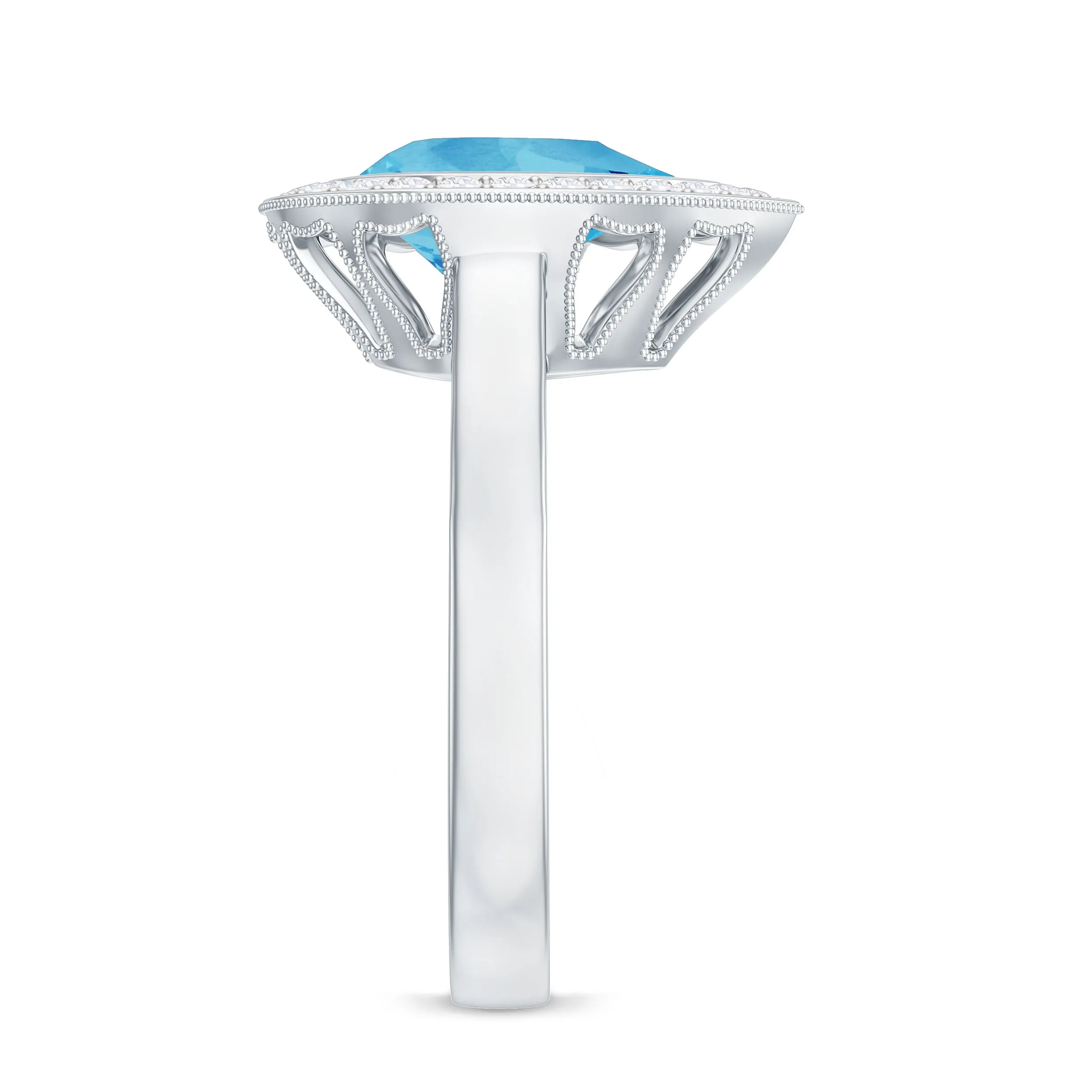 2.25 CT Engagement Ring with Swiss Blue Topaz and Diamond Halo